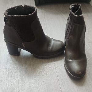 UGG Dark Brown Heeled Ankle Boots